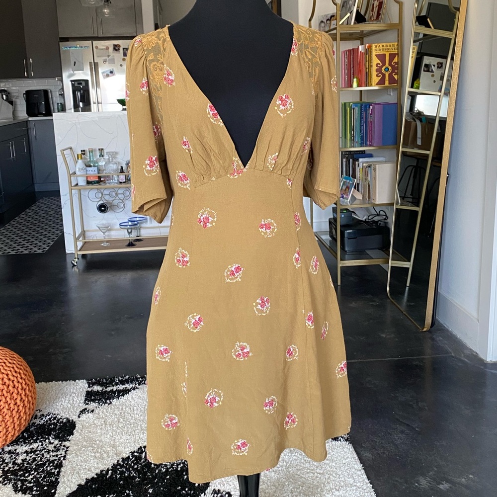 Free People Tan Floral Dress